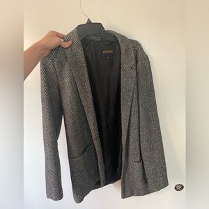 Ambiance black and white long blazer